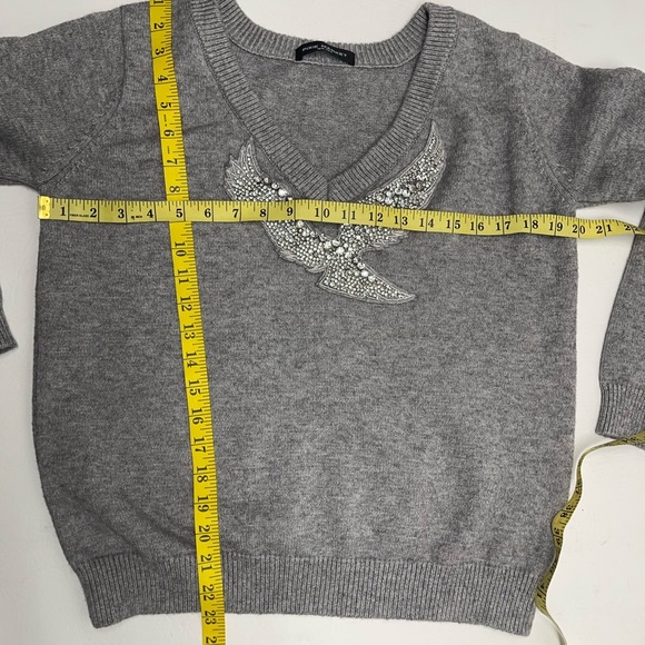 Pixie Market New York gray sweater eagle stones print size L - Picture 6 of 7